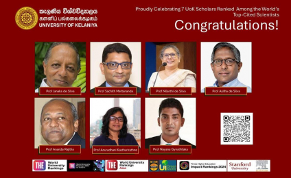 Seven Scientists of the University of Kelaniya Recognized in Stanford–Elsevier Global Ranking of Top-Cited Researchers